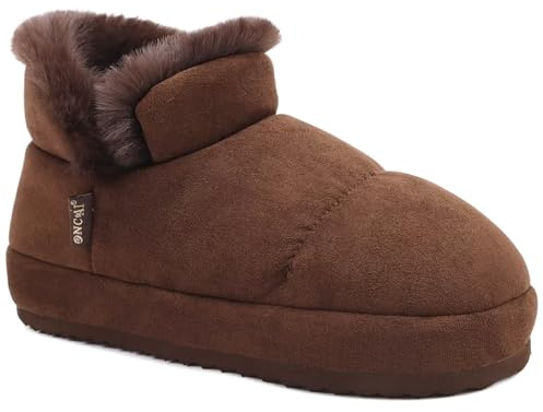 ONCAI Pantofole da donna Pantofole da casa per donna Pantofole da donna Stivali da donna Invernali Caldi e pelosi Stivaletti da interno ed esterno Marrone Taglia 38