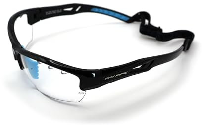 FAT PIPE Floorball & Unihockey Schutzbrille Eagle Eye JUNIOR | mit IFF Zertifikat für geprüfte Qualität (Schwarz Baby Blue)