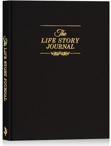 Lanpn Grandparents Life Story Journal Book with Prompts, Linen Legacy Journal Mom Dad Story Memory Keepsake Journal, Tell Me Your Life Story Memory Book to Fill Out, Grandpa Grandma Parent Gift,Black