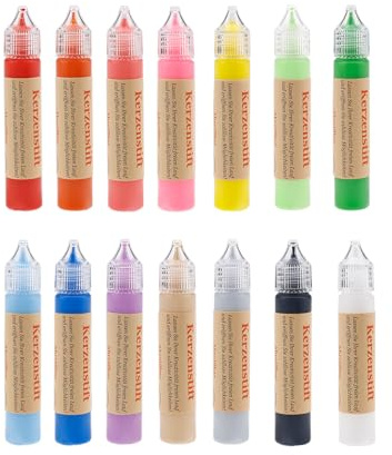 Ovaletta Set di 14 candele, candele, piastre di cera per candele, candele, penne per candele, candele, matite per candele, set da pittura in ceramica, 25 ml