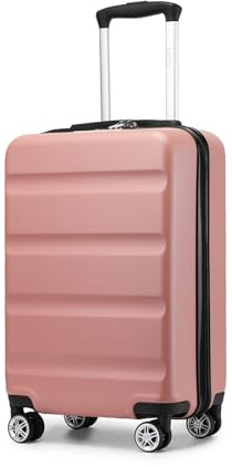 KONO Koffer Trolley Handgepäck Kabinenkoffer Leichte Hartschalengepäck mit TSA-Schloss und doppelte Spinnrollen für Reisen und Business 55x35x22cm, Nude