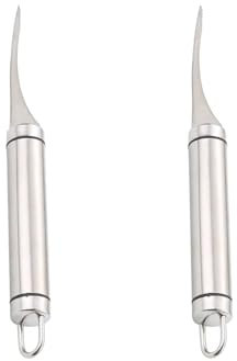 HFMYGS 2 Stück Grapefruitmesser, Gebogenes Grapefruitmesser aus Edelstahl mit Wellenschliff, Obstmesser mit Wellenschliff, Küchenmesser Grapefruitschäler for Citrus Fruits