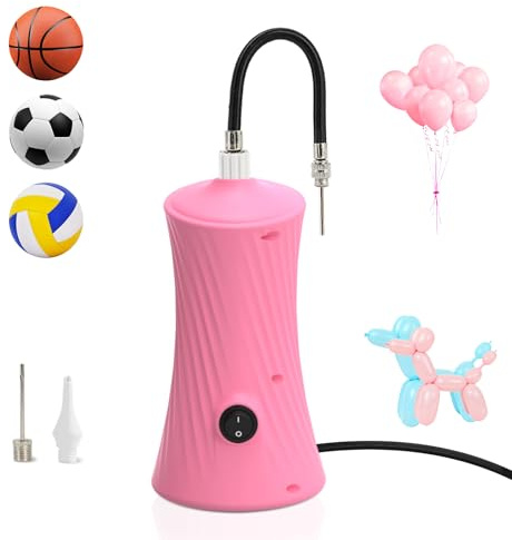 Kusamue Balloon Pump Electric Air Pump for Long Balloon Inflator Blower Machine for Birthday Party Celebration Balloons Decorations for Sport Ball Twisty Animal Balloons (Pink Upgraded Version)