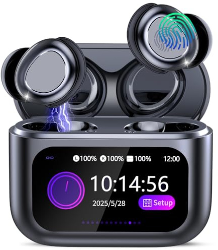 ZYHKON Bluetooth Kopfhörer, Bluetooth 5.4 Schlafkopfhörer In Ear mit Touchscreen, 48H Spielzeit Mini Kopfhörer mit HiFi Sound/5 EQ-Modi/ENC Noise Cancelling, Wireless Ohrhörer für Seitenschläfer
