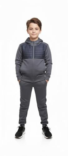 Boys Tracksuits Set, Kids Two-Piece Athletic Wear (UK, Age, 13 Years, 14 Years, Regular, Steel/Navy)