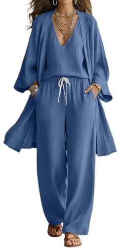 shownicer Completo Donna Estivo Tuta Tre Pezzi Set Manica Lunga Curvy Completo