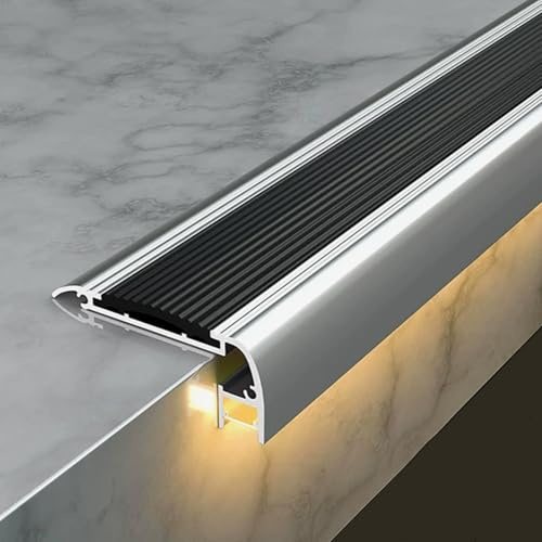 Profilo per Bordi Scala Profilo Per Gradini In Alluminio Con Canale LED, Striscia Luminosa A LED Per Gradini, Ideale Per Cinema, Ufficio E Casa, Da Posizionare Sotto Le Scale(20pack,L 120cm/47in)