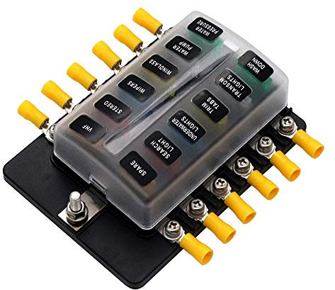 12-Fach Sicherungshalter 12 volt - 32 volt Rote LED-Anzeige Sicherungskasten für Boot Auto Wohnmobil Wohnwagen KFZ normalen Sicherungen