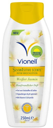 Vionell Intimwaschlotion Frauen Scentsitive Scents Daily Feminine, Für Sensible Haut, Mit Vitamin E & Kamille, Ganztägige Frische, Hypoallergen, Weißer Jasminduft, Ganztägige Frische, 250 ml