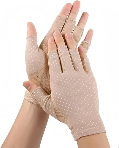 INOGIH Sun Block Fingerless Gloves for Women UV Sun Protection Driving Non-Slip Outdoor Gloves for Women Girls