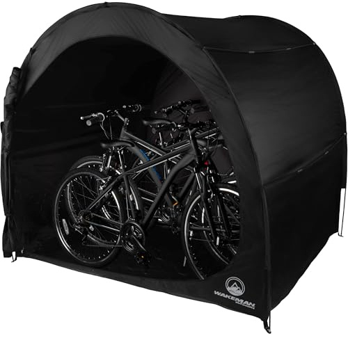 Bike Storage Shed - 6.5x5.3x5.3 Bike Cover Holds up to 4 Bicycles - Water and UV-Resistant Pop Up Tent with Carry Bag by Wakeman Outdoors (Black)