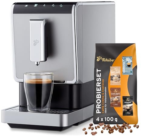 Tchibo Kaffeevollautomat Esperto Caffè für Caffè Crema und Espresso, Silber - INKLUSIVE Kaffeeprobierset GRATIS