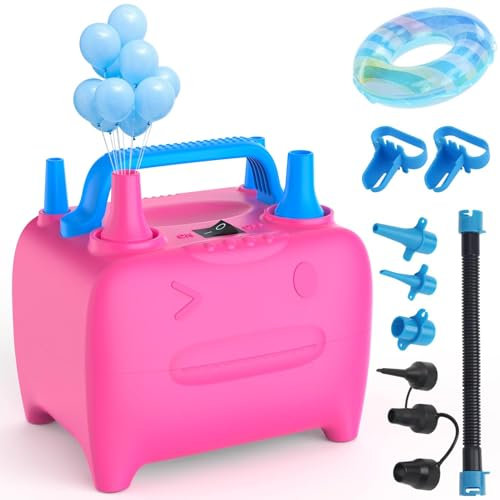 OWill Pompe à air électrique,Gonfleur electrique 2 en 1 pour gonflage et dégonflage,600W gonfleur ballon avec 3 Buses d'air,pour matelas gonflable,lit gonflable,bouée de natation,pataugeoire,fête,rose