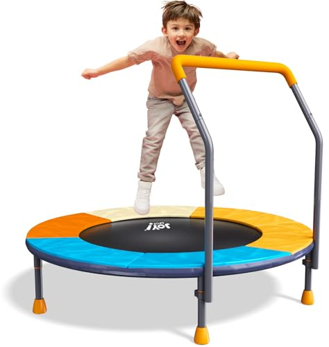 3FT Foldable Trampoline for Kids - 36” Mini Small Trampoline with Handle Bar, Height-Adjustable, Max Load 100LBS, Ideal for Toddler Baby Jumping Mats & Outdoor Workout Adventures