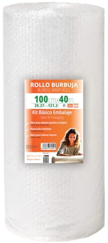 OFITURIA Papier Bulles Emballage 100cm x 40m – Kit de Base Rouleau Film Bulles Transparent pour Protection Colis – Papier Bulle Résistant Réutilisable Maison et Expéditions