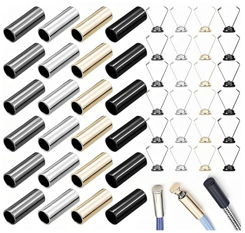 Cuixia Rope Stoppers, Metal Rope Ends Stopper Column Rope Fastener, 24 PCS | Rust-Resistant Metal Cord Locks, Smooth Adjustment Locks Drawstrings, Suitable for Sweatpants and Backpacks