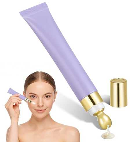 Cabilock Tubo de Crema para Ojos 20 Ml Tapa de Masaje de Aleación de Zinc Tubo Vacío Recargable Color Púrpura Mate para Aceite Esencial Dispensador Cosmético Portátil para Cuidado Facial