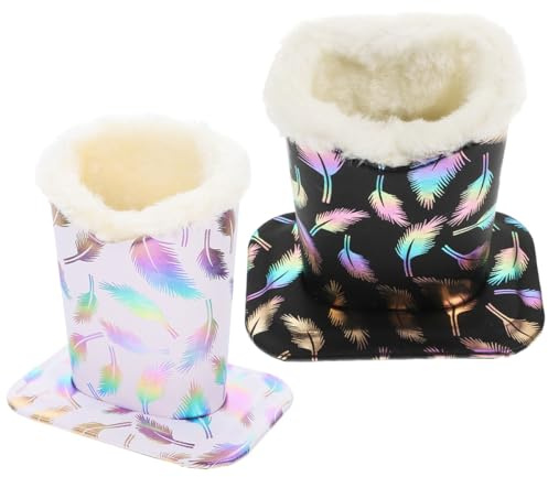 SOLUSTRE Lot de 2 Porte-Lunettes en Peluche Base Cuir, Supports Décoratifs pour Montures, Organiseur Lunettes pour Bureau et Véranda, Support Lunettes Garçon et Filles