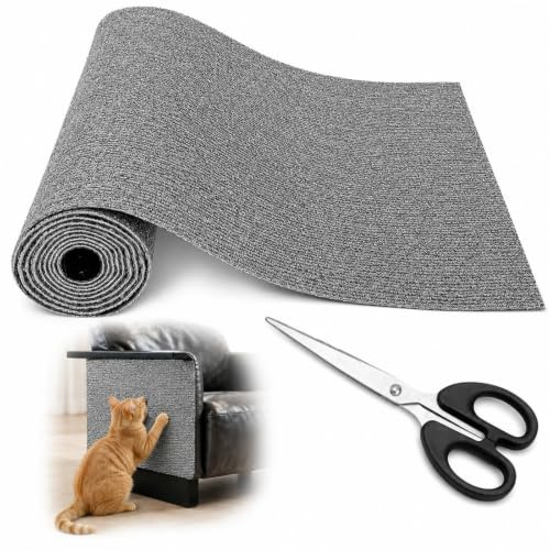 Cat Scratching Mat, 200x30cm Cat Scratching Mat | Reusable & Trimmable Self-Adhesive Scratch Pad with Scissors Thickened Anti-Scratch Furniture Protector for Sofa, Wall, Floor