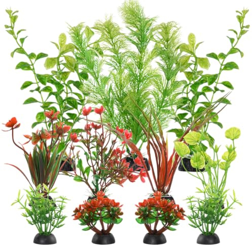 AOOTE Aquarium Decorations Green Plants, 11Pcs Artificial Aquarium Decorations Plant, Grass Aquariums Decor Set, Aquariums Decor Plastic Plants for Household and Office