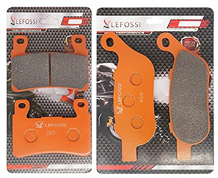 LE LEFOSSI moto Fibre de Carbone Plaquettes de Frein Avant et Arrière Pour Compatible avec Harley Davidson FLSTF/FLSTFB Fat Boy LO FXSB Breakout 2015-2017 FA296F FA458R