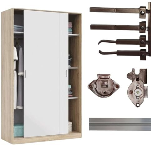 INDAUX SISTEMA ferramenta PORTA SCORREVOLE per 1 o 2 ante PESO MAX ANTA 55KG opzione SOFT (2 Ante, Senza Chiusura Ammortizzata)