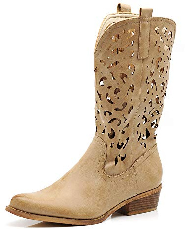 IF Fashion Cowboy Western Scarpe da Donna Stivali Stivaletti Punta Camperos Texani Etnici 629 beige N.36