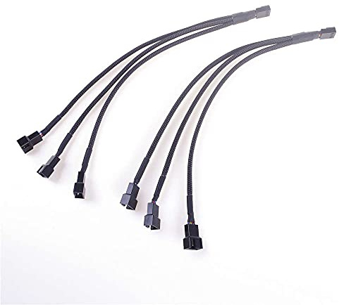 ANGEEK 2 Stück 27cm Computer Lüfterkabel PWM Adapter 1 bis 3 Converter 3 Pin + 4 Pin PC Power Kabel Fan Verlängerungskabel