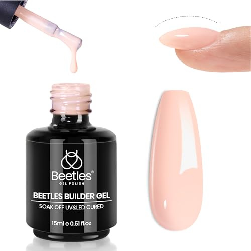 Beetles aufbaugel für gelnägel, Pink Nude Builder Gel 5 in 1 Nail Thickening Nail Strengthener Extension Gel for Apex Building Base Coat Top Coat Needed 15ML