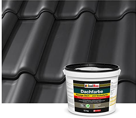 Isolbau Peinture de toiture - 12 kg RAL - Peinture de façade Nano - Peinture de toiture à base d'eau - Sans solvant, imperméable, résistant aux UV - Noir