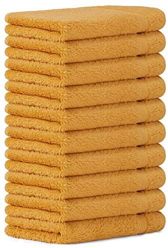 Luckytowel 10er Set Gästehandtücher 30x50 cm 100% Baumwolle, 600g/m² Oeko-Tex Gästetuch-Set 10er Pack Gold