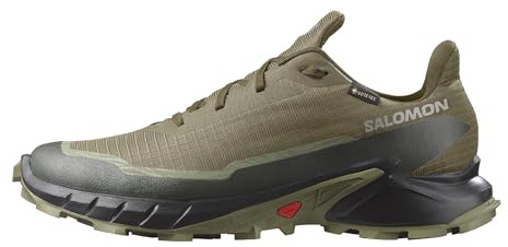 Salomon Alphacross 5 Gore-Tex wasserdichte Herren Trail-Laufschuhe, Outdoor-bereit, Wasser- und Wetterschutz, Anhaltender Komfort, Olive Night, 48