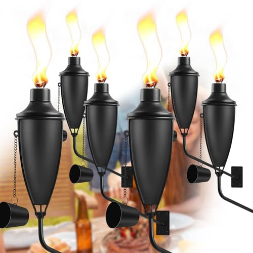 ZSPENG Confezione da 6 torce da Parete alla citronella, 623,7 g, da Giardino, per Esterni, Facili da installare e ricaricare, Torcia a Fiamma per Interni o Esterni.