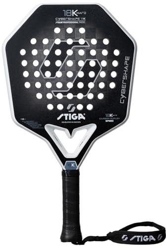 STIGA Cybershape 18K Hard Padelracket - Kraft, kontroll och känsla för rutinerade anfallsspelare, 18K Carbon Duplex för hårda slag, Crystal Grip för maximal spinn, Vikt: 360 g, Balans: Hög