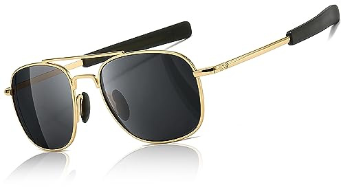 SUNGAIT Men's Military Sunglasses Polarized Pilot Style Bayonet Temples SGT285JKH UK
