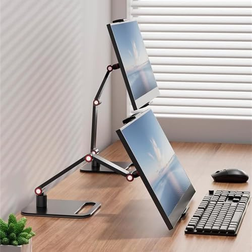 AiFeelife Portable Monitor Holder for 12-17.3 Inch Screen Metal Stand 16 Inch Universal Expandable Display Base 12.9inch Tablet Stand Adjustable 360° Swivel Monitor Desktop Clamp Stand