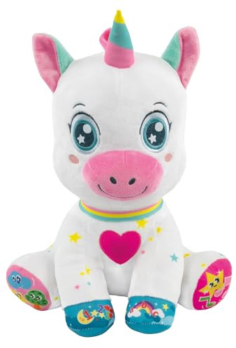 Clementoni Baby Scintilla Unicorno Canta e Brilla, Peluche Interattivo Parlante, Gioco Musicale per Bambini 6+ Mesi, Centro attività per Lo Sviluppo Sensoriale e Cognitivo, Lingua Italiana, 17962