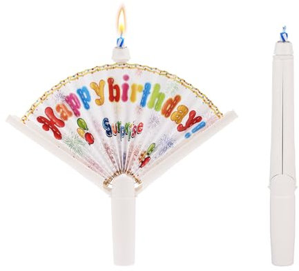 2 Stück Neuheit Fan Geburtstagskerzen, Pop-up Überraschungs Kerze Lustige Kuchenaufsatzkerze Trick Kerze Kreativ Happy Birthday Kerzen für Partyzubehör