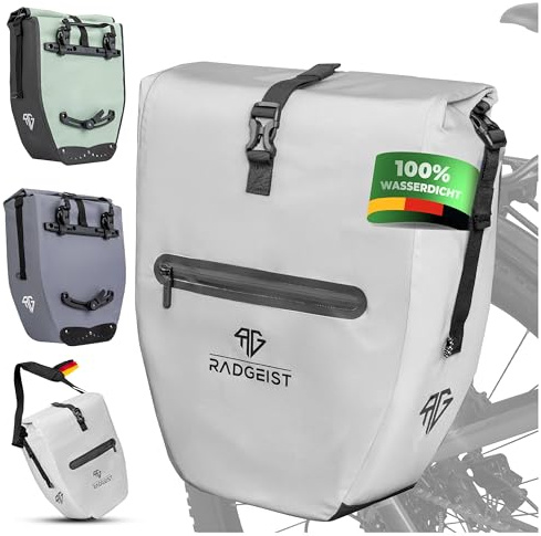 RADGEIST Fahrradtasche für Gepäckträger - Tasche für Fahrrad Gepäckträger - Gepäckträgertasche wasserdicht Umhängetasche (Reflektierend 28L, Einzeln)