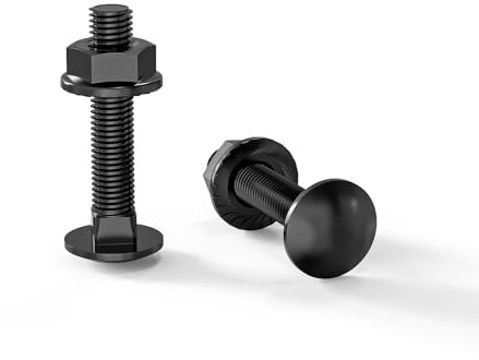 ORTAVA Tornillos de bloqueo M6 × 30 acero inoxidable A2 V2A DIN 603 (20 unidades), con tuerca de brida hexagonal, de acero al carbono, tornillos de cabeza redonda plana (negro)