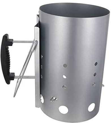 POPETPOP Accendifuoco per Forno a Carbone in Acciaio Zincato Manico Nylon Resistente al Calore, Accessorio per Barbecue e Forni a Legna, Attrezzo per Accensione Rapida e Uniforme del Carbone