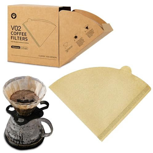 Coffee Filter Unbleached, FainFun Filtros Cafetera Papel, 100 Filtros de Café Papel, Desechables, para Cafe, Cafetera de Goteo y Vertido,Picnics, Acampadas, Reuniones y Meriendas (1, 1 X 4)