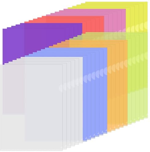 Brynlex 42 Unidades Carpeta Fundas Plastico A4, Carpetas Transparentes, 8 Colores Portafolios de Plástico, Folders, para Organizar Documentos Material de Oficina Escuela Universidad Biblioteca