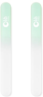 Olababy Glass Nail File for Newborns & Infants 2pk (Mint) | Safe Glass Fingernail Filer with Travel Case