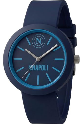 Clondo Orologio Da Polso Analogico, Idea Regalo Per Napoli Fan, Cassa 38mm e Cinturino Silicone, Scatola Ufficiale (Blu)