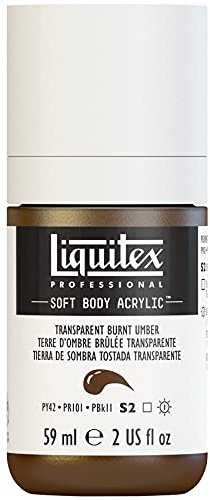 Liquitex 1959130 Professional Acrylic Paint Soft Body - Artist Paint in Creamy Opaque Consistency, High Pigmentation, Lightfast and Ageing Resistant, 59 ml Bottle - Burnt Umber Transparent