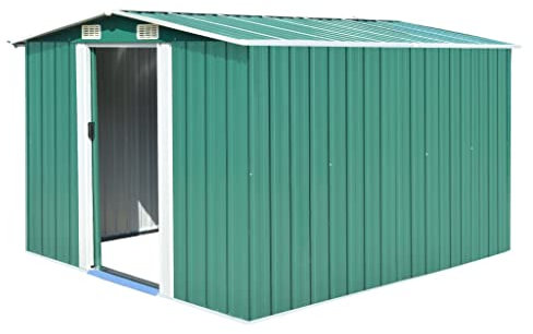 vidaXL Abri de Jardin 257x298x178 cm Métal Vert Terrasse Patio Cabane à Outils