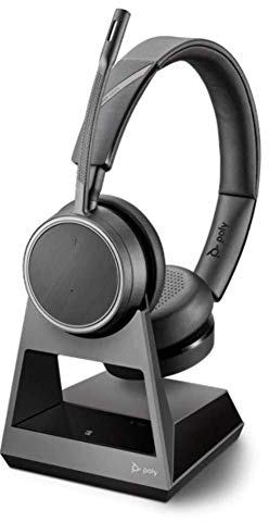 Poly Voyager 4220 Office Bluetooth Stereo Headset, USB-A Plug on Base, SoundGuard, Microphone Arm, Dynamic Mute Function, Skype for Business, Black, One Size