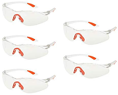 YAAVAAW 5-pack genomskinliga skyddsglasögon, skyddsglasögon glasögon med klara plastlinser/med gummi-näsa/örongrepp, säkerhetsspecifikationer för barn nerf-pistolstrider och laboratorium arbete