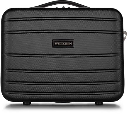 WITTCHEN Necessaire da viaggio Custodia per cosmetici Valigia da viaggio Bagaglio a mano Valigia cabina Valigia in ABS Borsa da toilette Rigido Globe Line Nero Ryanair/ITA Airways